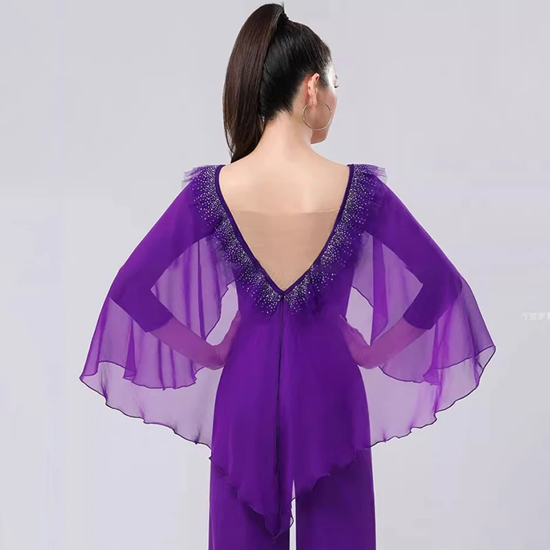 2024 New Modern Dance Clothes High-end Women's Latin Tops Salsa Rumba Ballroom Dance Wear Leotard Long Sleeve Waltz Bodysuit