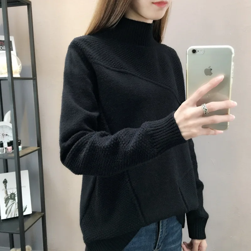 Sweater Women Turtleneck Pullover Jumper Female New Winter Raglan Sleeve Knit Female Loose Sweter Women Clothes Vestidos LXJ9008