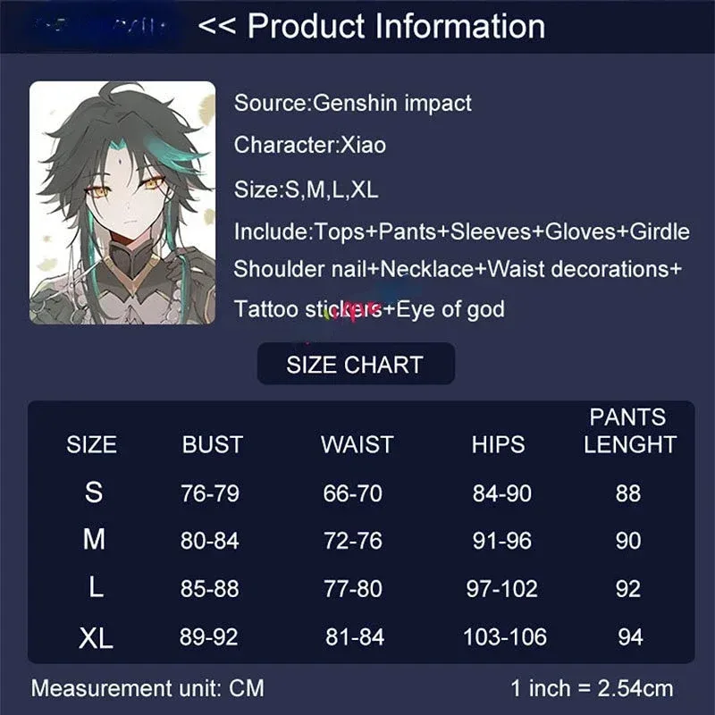 2025 Genshin Impact Xiao Cosplay Kostüm Perücke Kimono Uniform Halloween Party Kostüme Anime für Männer Frauen