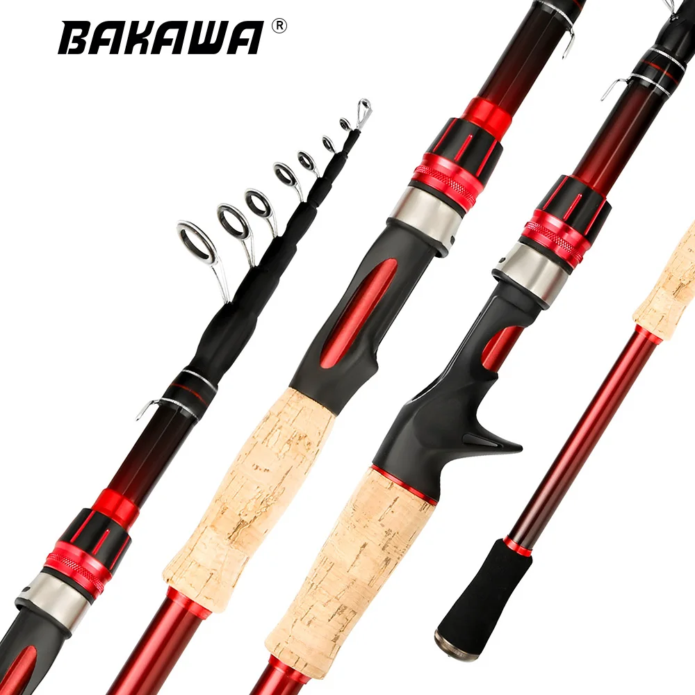 

BAKAWA Telescopic Fishing Rod Ultralight Weight Spinning/Casting Pole Carbon Fiber 2.1M 2.4M 2.7M 3.0M Sea Saltwater Pesca