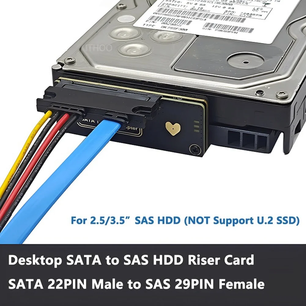 Hot SATA to SAS Expansion Card Adapter 6Gbps SATA (7&15)22Pin Male to SAS 29Pin Female Expansion Card for 2.5inch 3.5inch
