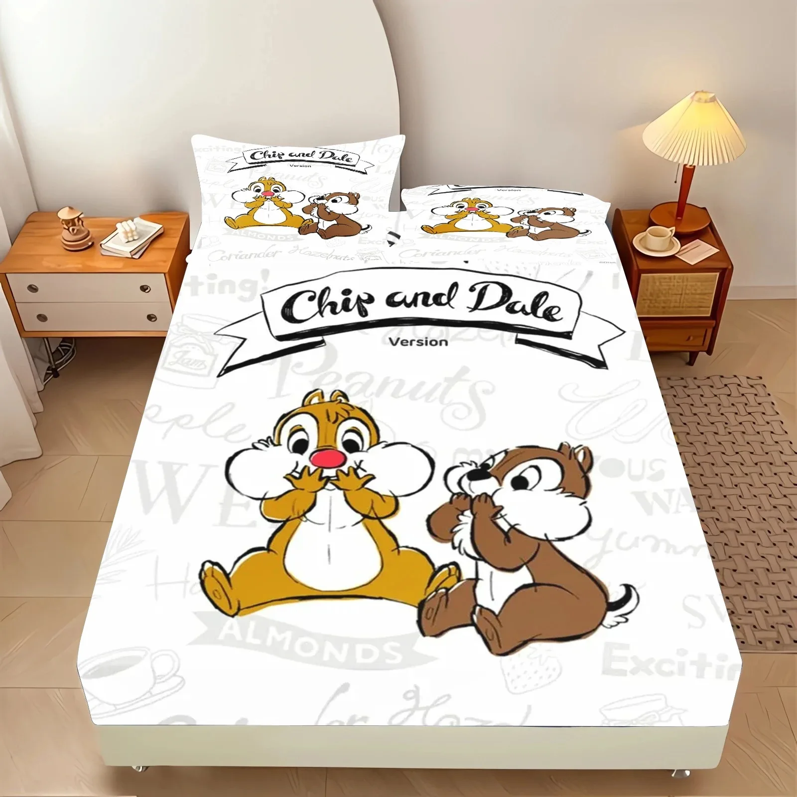 Disney Anime Children's Fitted Sheet,Double bed sheets 90/120/150/180/200cm mattress dust cover,Chip and Dale bed sheets