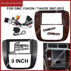 GMC 유콘 및 타호 2007-2012 카 라디오 스테레오 GPS MP5, 안드로이드 플레이어, 2 Din 헤드 유닛, 근막 대시 보드 패널 프레임, 9 인치
