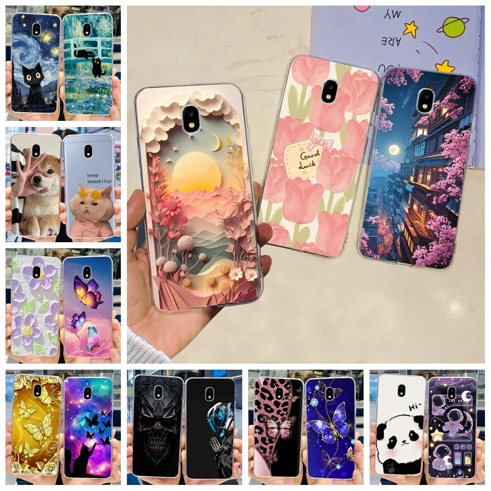 Case For Samsung J3 J5 J7 2017 Cover Cute Cartoon Cat Fashion Flowers Back Cover For Samsung Galaxy J7 2017 Phone Case