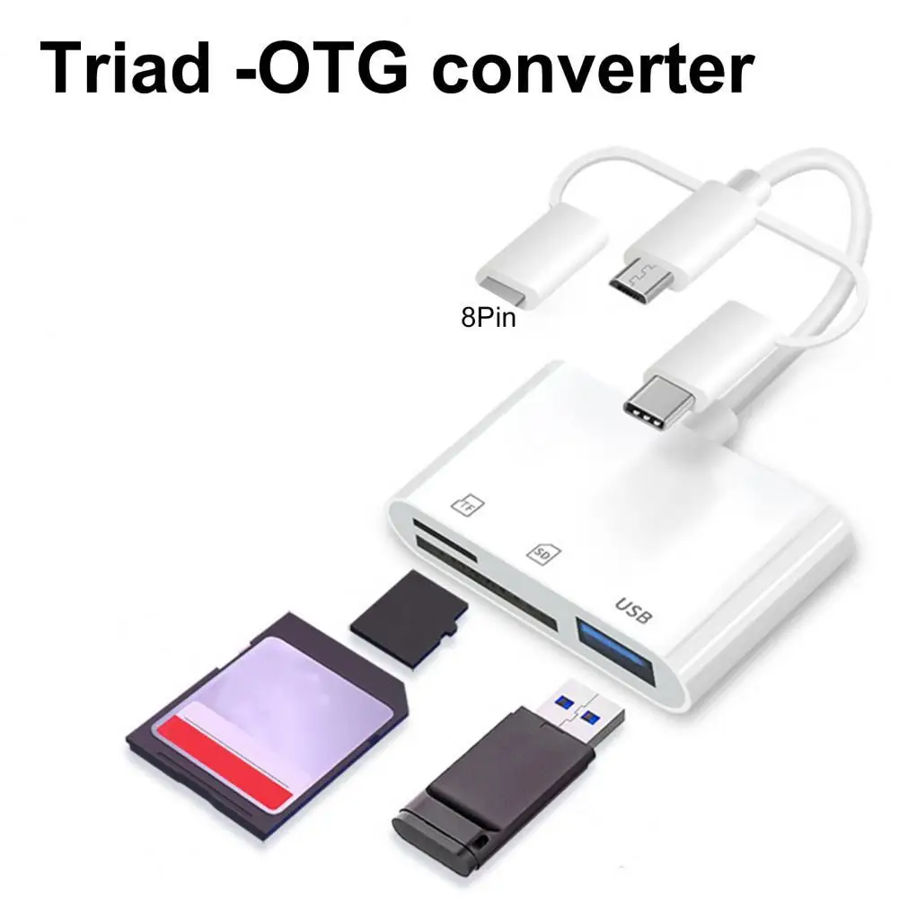 

Multi 3-in-1 Card Reader 8Pin Type-C Micro USB 3.0 SD-Card TF OTG Card Reader Host Adapter for Mobile Phone