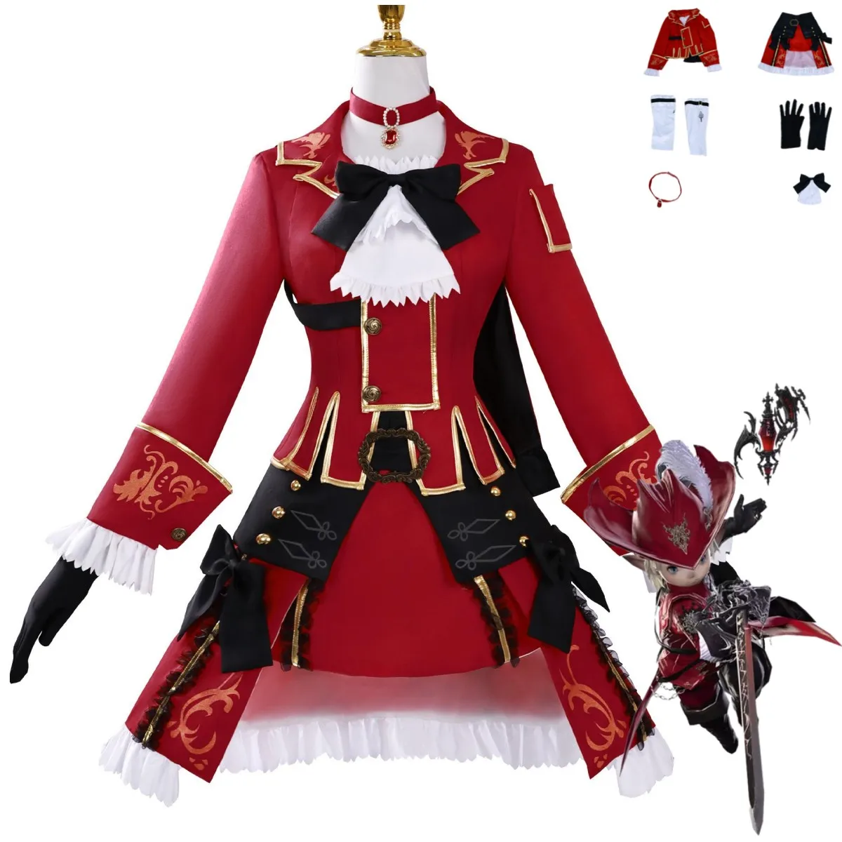 Game Final Fantasy XIV Shadowbringers Red Mage Cosplay Kostuum Rode Tops Jas Rok Combat Uniform Man Vrouw Halloween Pak