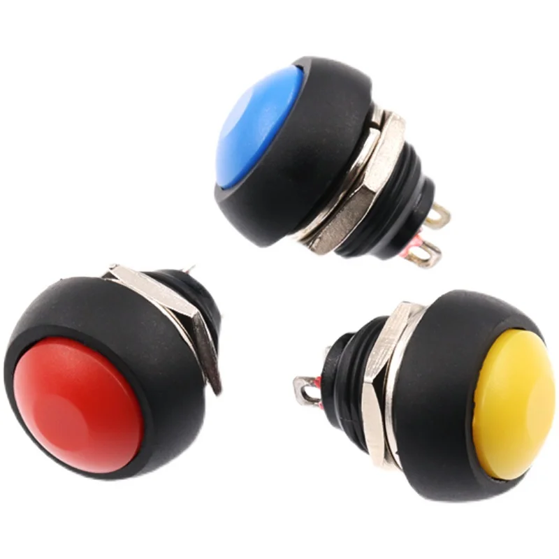 2PCS 12mm Waterproof Momentary push button for switch Black/Red/Green/Yellow/Blue/white PBS-33B Fdkjgecf