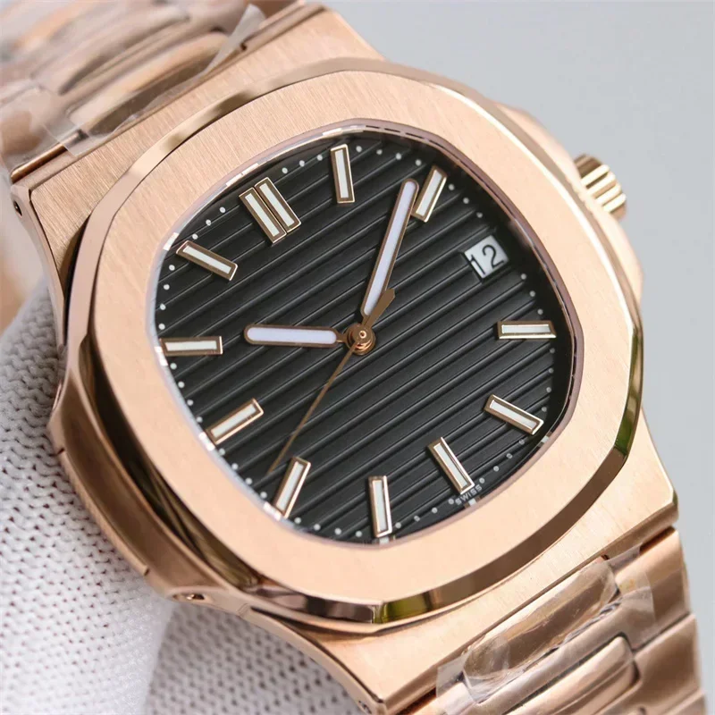 Luxury New Automatic Watch for Men Mechanical Watches 5711 Nautilus Stainless Steel Business Rose Gold Black Blue Luminous