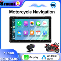 Srnubi 7Inch Motorcycle DVR Portable Wireless CarPlay Android Auto screen IP67 Waterproof GPS Navigation AI Voice Dual Bluetooth
