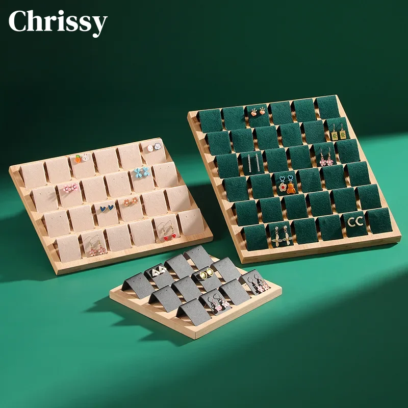 

Wooden Earring Display Stand Jewelry Counter Placement Props Plate Bamboo Material Ear Ring Storage Tray Accessories Tray