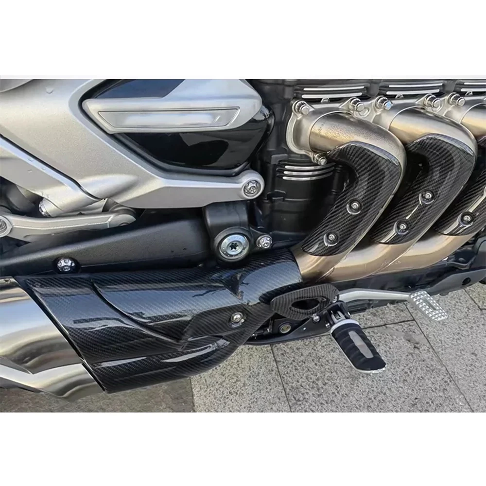Carbon Fibre Motorcycle Exhaust Heat Shield Frame Parts body Fairings Footrest Heel Guard Kit For Triumph Rocket III Rocket3