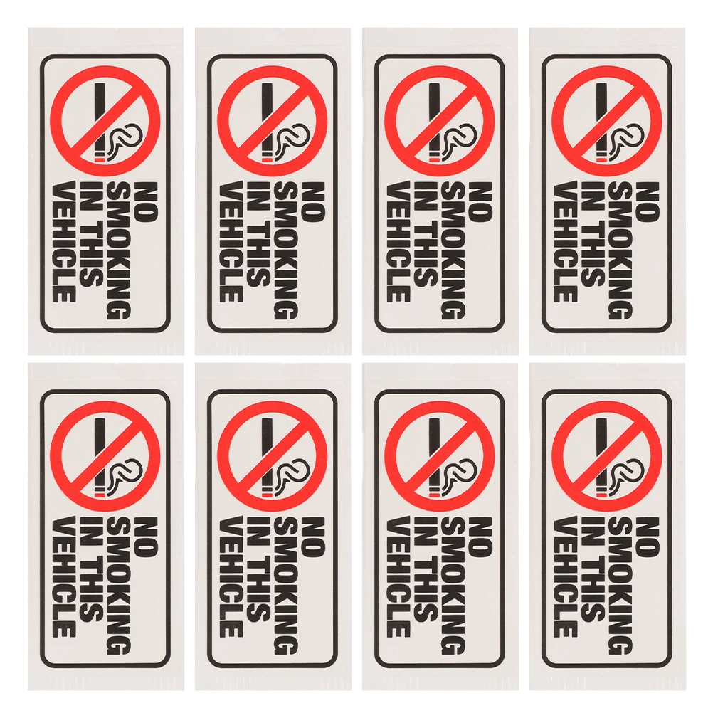 8 Pcsno Smoking Sticker Car Sign Cigarette-free Stickers Window inside Vehicle Decals for Vehicles Area The