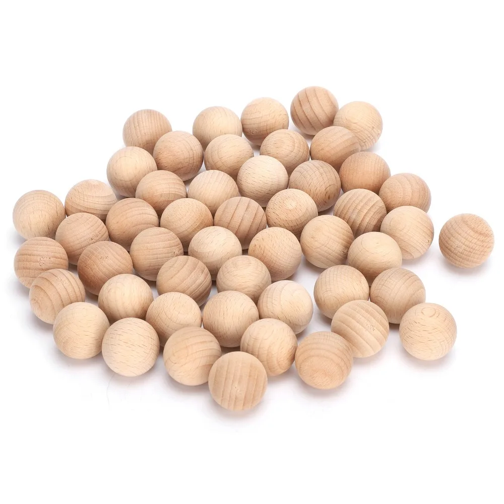 

50PCS Beech Wooden Round Balls Easy to Paint Durable Unfinished Wood Balls Smooth Surface Craft Wooden Balls Party Decoration