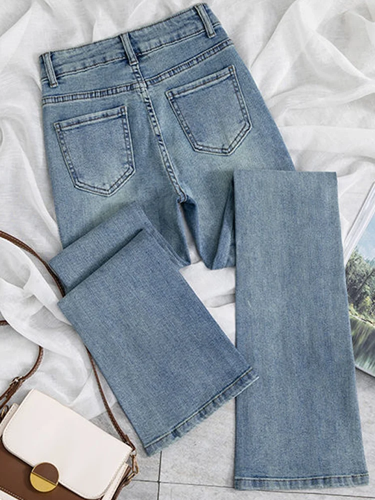 Jeans jeans micro flare de cintura alta feminino primavera verão novo sle emagrecimento levantamento de bunda super lindo elástico personali...