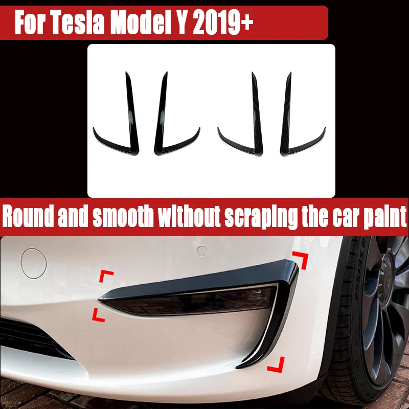 For Tesla Model Y 2019+, Front Bumper Air Knife / Air Flow Sticker Aerodynamic Trim, Sporty Look, Modification Parts, Direct