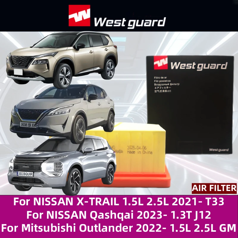 

For NISSAN X-TRAIL mk4 2021- T33, Qashqai 2021-2026 1.3T J12, Mitsubishi Outlander 2021- 2.5 GM WESTGUARD MA2240 Air Filter