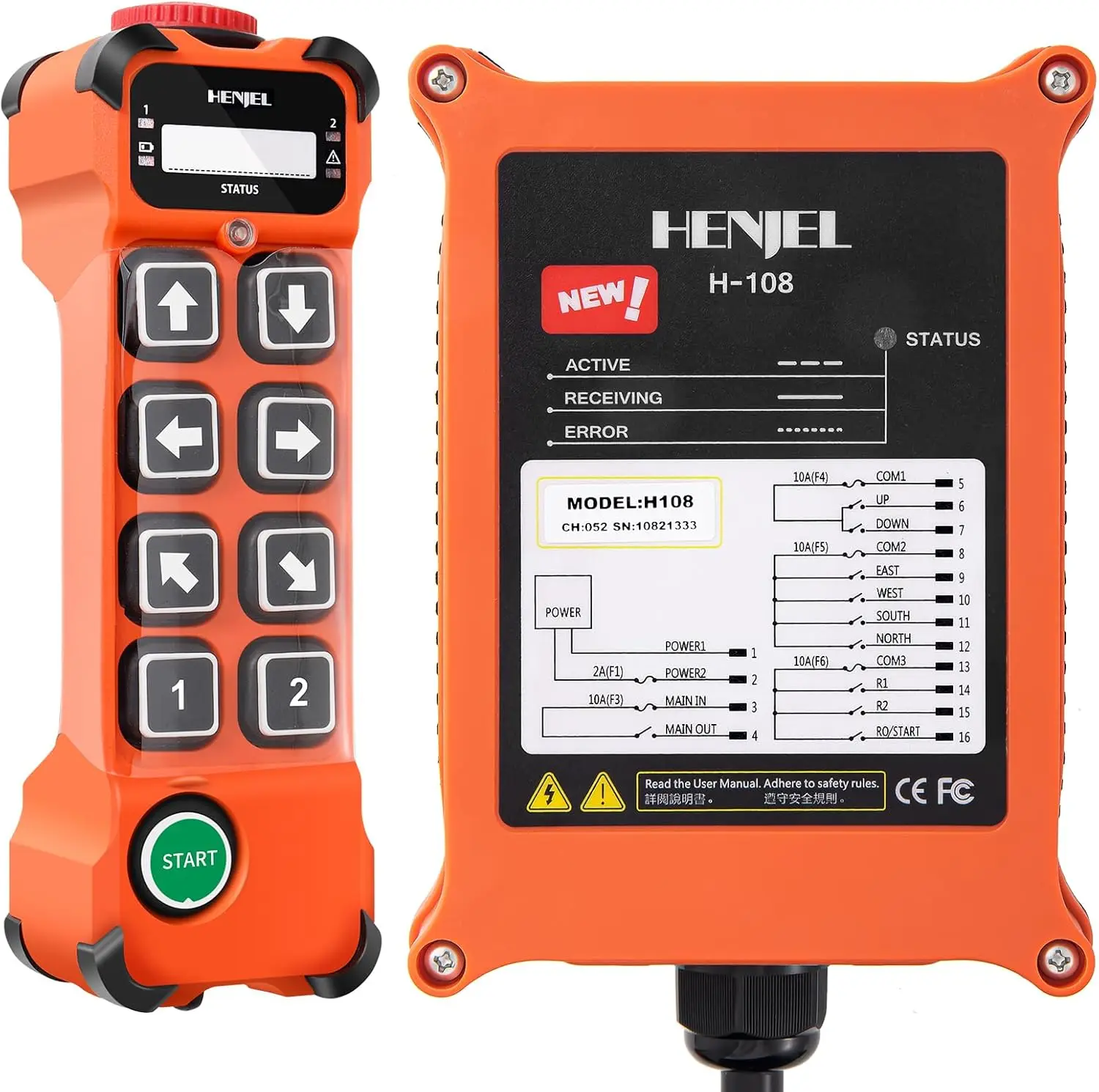 H108 8 buttons single speed Industrial Wireless Radio Crane Remote Control switches Hoist overhead bridge Crane lift Control