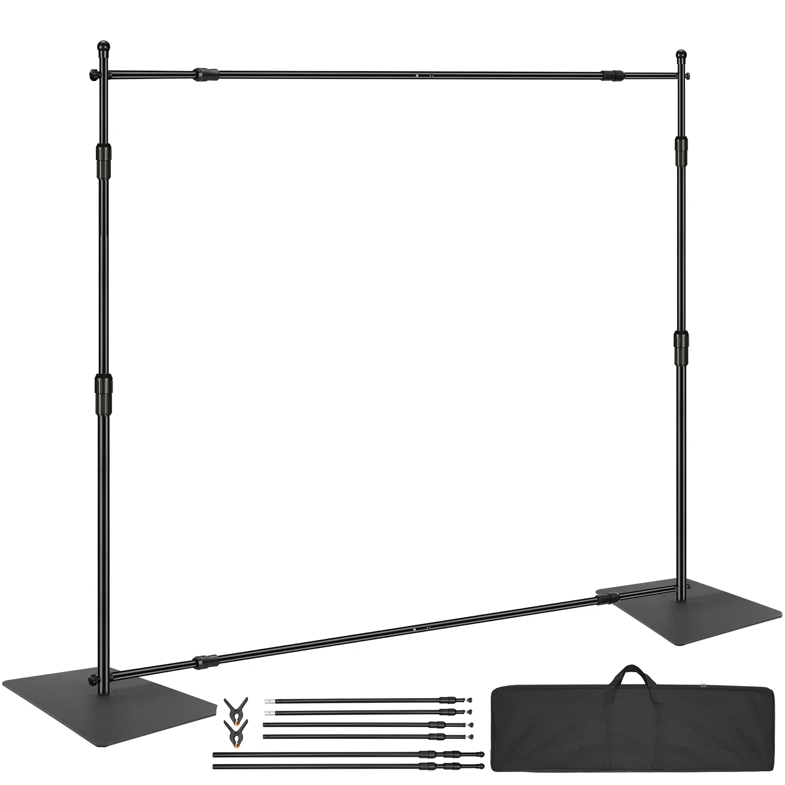 10ft x 10ft Pipe and Drape Kit, Adjustable Backdrop Support with 6 Clamps and A Carry Bag for Wedding, Heavy-Duty Backdrop Stand with Carbon Steel Base, Party, Event, Photography, and Exhibition