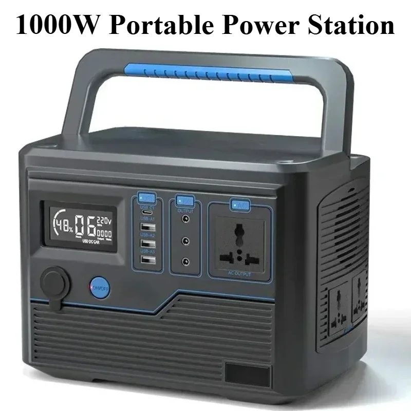 1000W Portable Power Station 600Wh solar generetor LiFePO4 battery Outdoor Emergency Mobile Power Bank Travel Camping Adventur