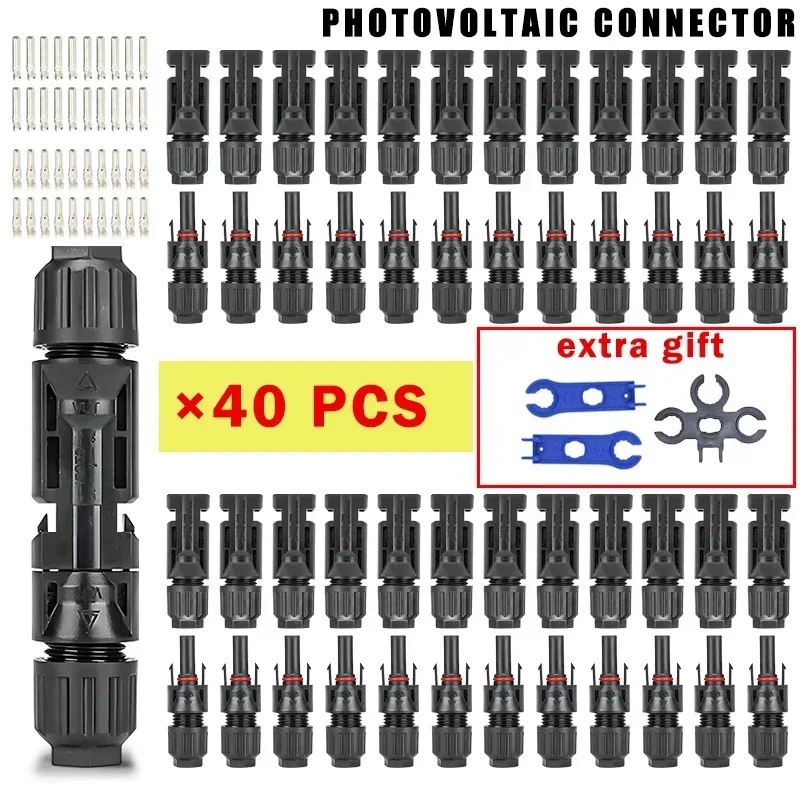 600/400/200/100/40/20/10 Stuks Solar Connectors PV Stekkers 1000V 30A Zonnepaneel Connector Kit Beschikbaar voor PV/MC Kabels 2.5/4/6mm2