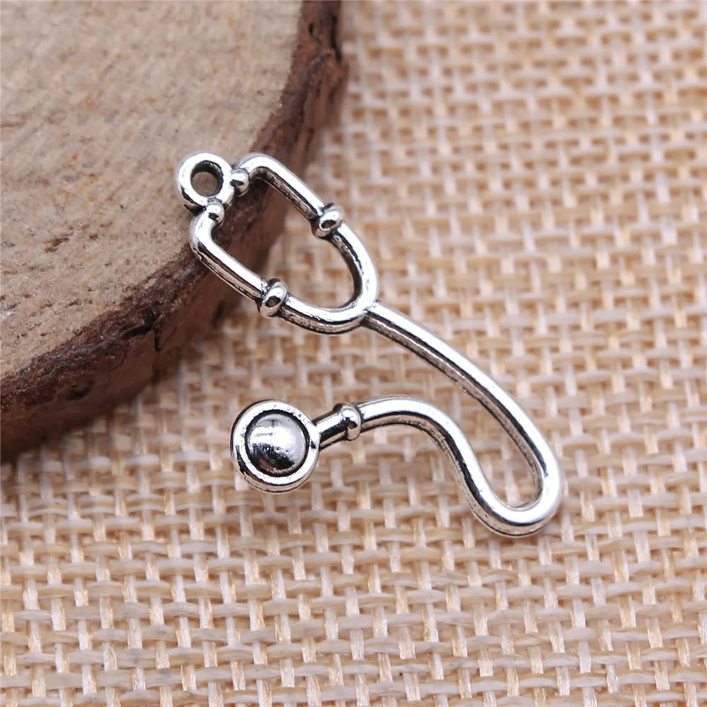 WYSIWYG 10szt Charms stetoskop 15x28mm antyczne srebro kolor wisiorek stetoskop Charms do tworzenia biżuterii ocena biżuterii