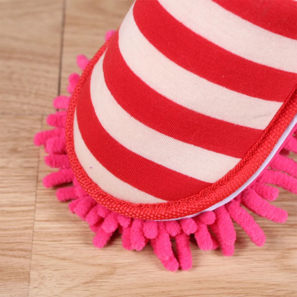 

1 Pair Microfiber Cleaning Slippers Red Size S Anti-Skid Floor Mop For Wood Ceramic Vinyl Floors Home Car Window Glass Lazy Mop