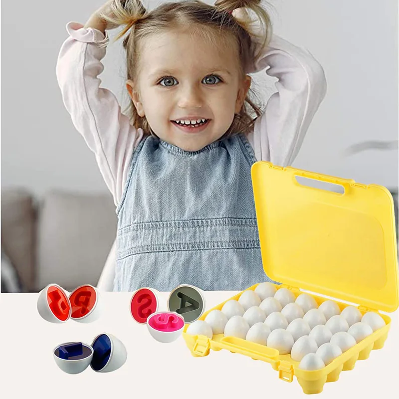 Matching Eggs Easter Toy Montessori Colors Shapes Recognition Kids Educational Color Sorting Toy for Toddlers STEM Egg Toys Gift