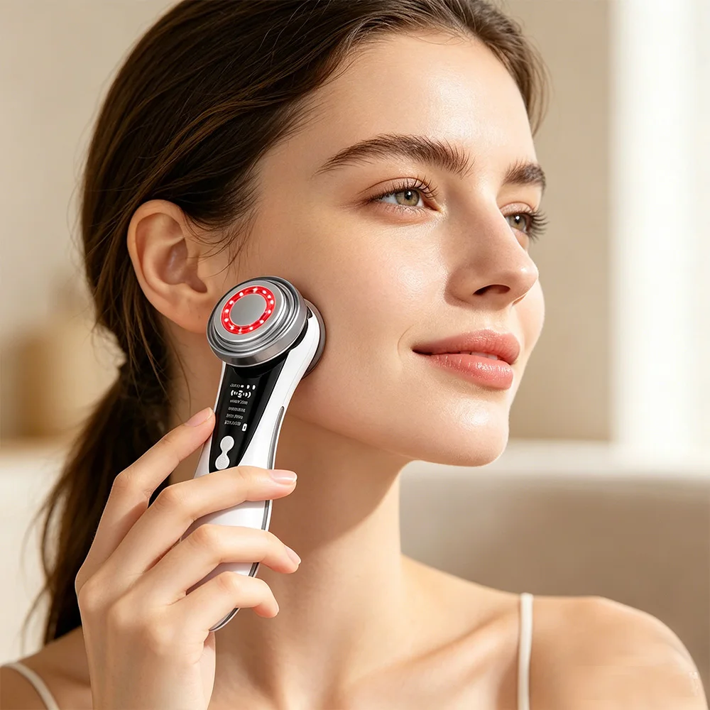

5-in-1 Home Face Lifting Beauty Device: Ultrasonic Blackhead Remover & Serum Importer, Wrinkle Reduction, V-Face Lift， Ion Impor