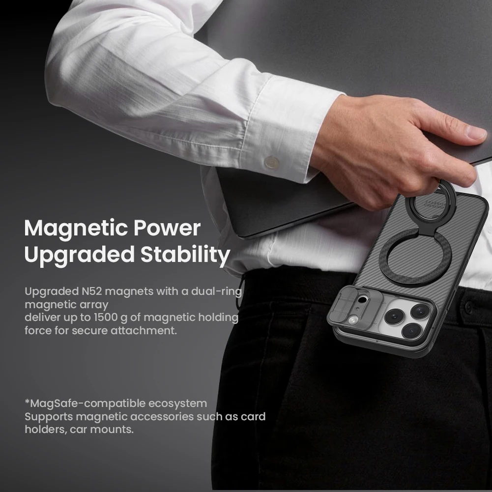 NILLKIN Für iPhone 18 Pro Max Hülle Magnetische Camshield-Hülle 17 Pro Max Linsenschutz Mit Magnetischer Saugfunktion Durchscheinend – Detail 10