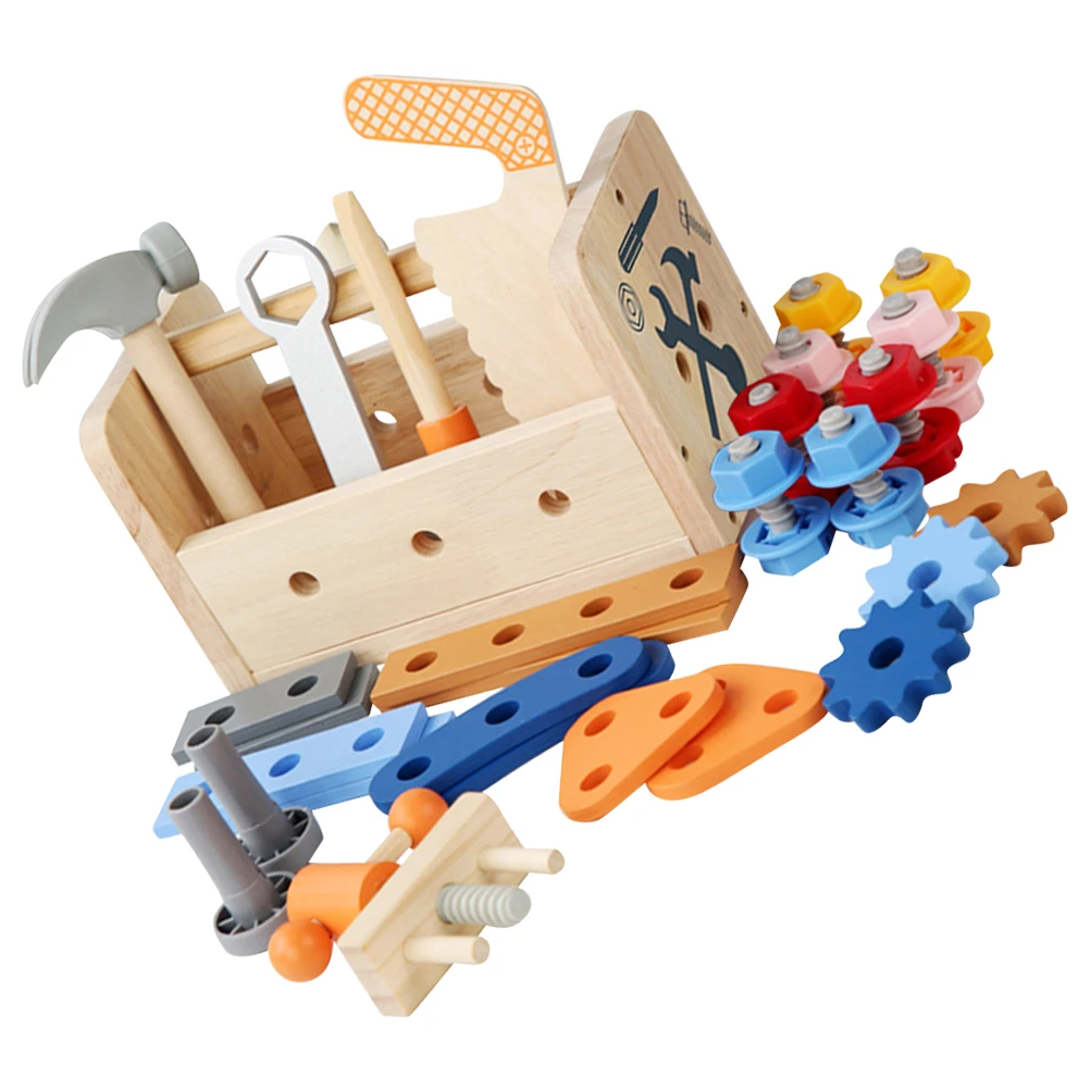 

Wooden Tool Basket Kids Toy Multifunctional Portable Educational Toy Safe Material Toolbox Playtime Creative Imaginative Design