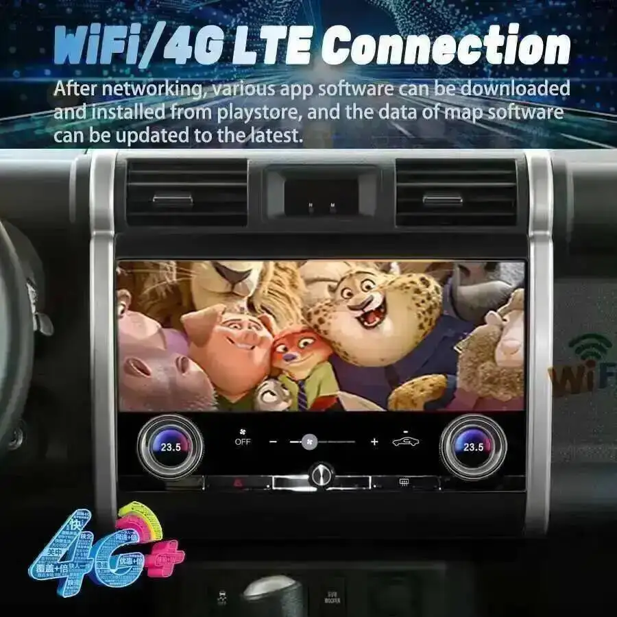RDS BT Car Radio For Toyota FJ Cruiser 2007-2020 Android 14 GPS Navigation Stereo 13inch QLED Multimídia Player Auto Carplay