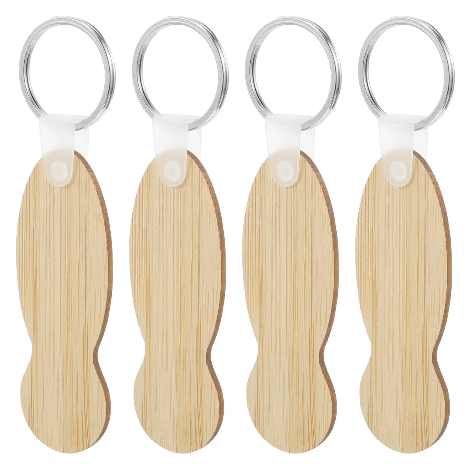 

4 Pcs Bamboo Shopping Cart Tokens Portable Key Rings Supermarket Trolley Coin Holder Fake Quarter Keychains Grocery Tripsunlock
