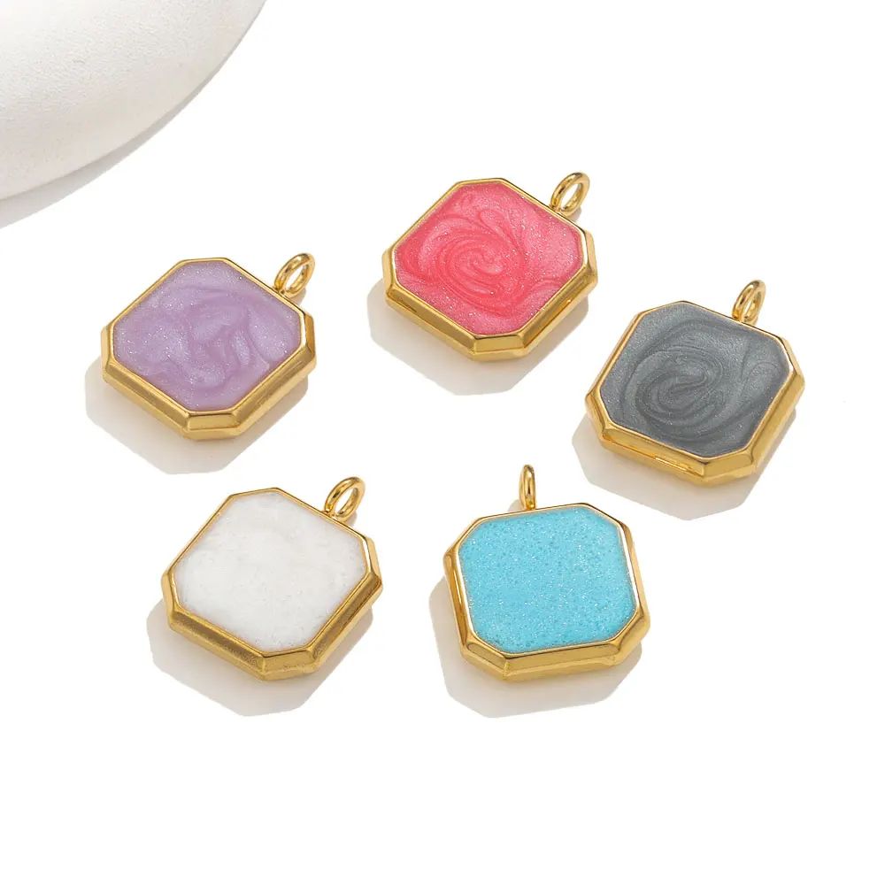 

5pcs Stainless Steel Square Enamel Charms For Jewelry Making Gold Plated Necklace Earrings Pendant Findings Jewelry Accessories