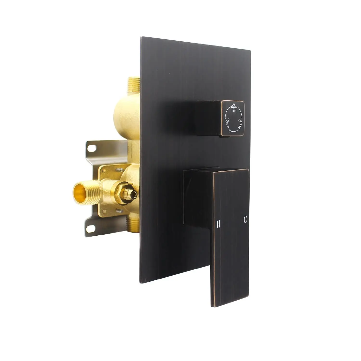 

3 Way Outlet Concealed Brass Thermostatic Shower Diverter Valve With Rain Spray Pattern Flow Control Mixer Rough-In Valve Kit