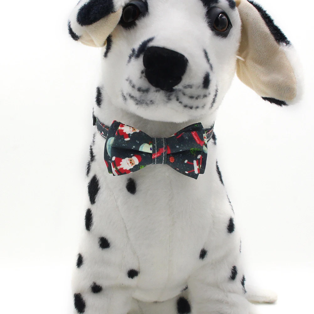 

2pcs Santa Claus Christmas Themed Pet Collars Dog Cat Bowtie Collar for Decoration (White and ）