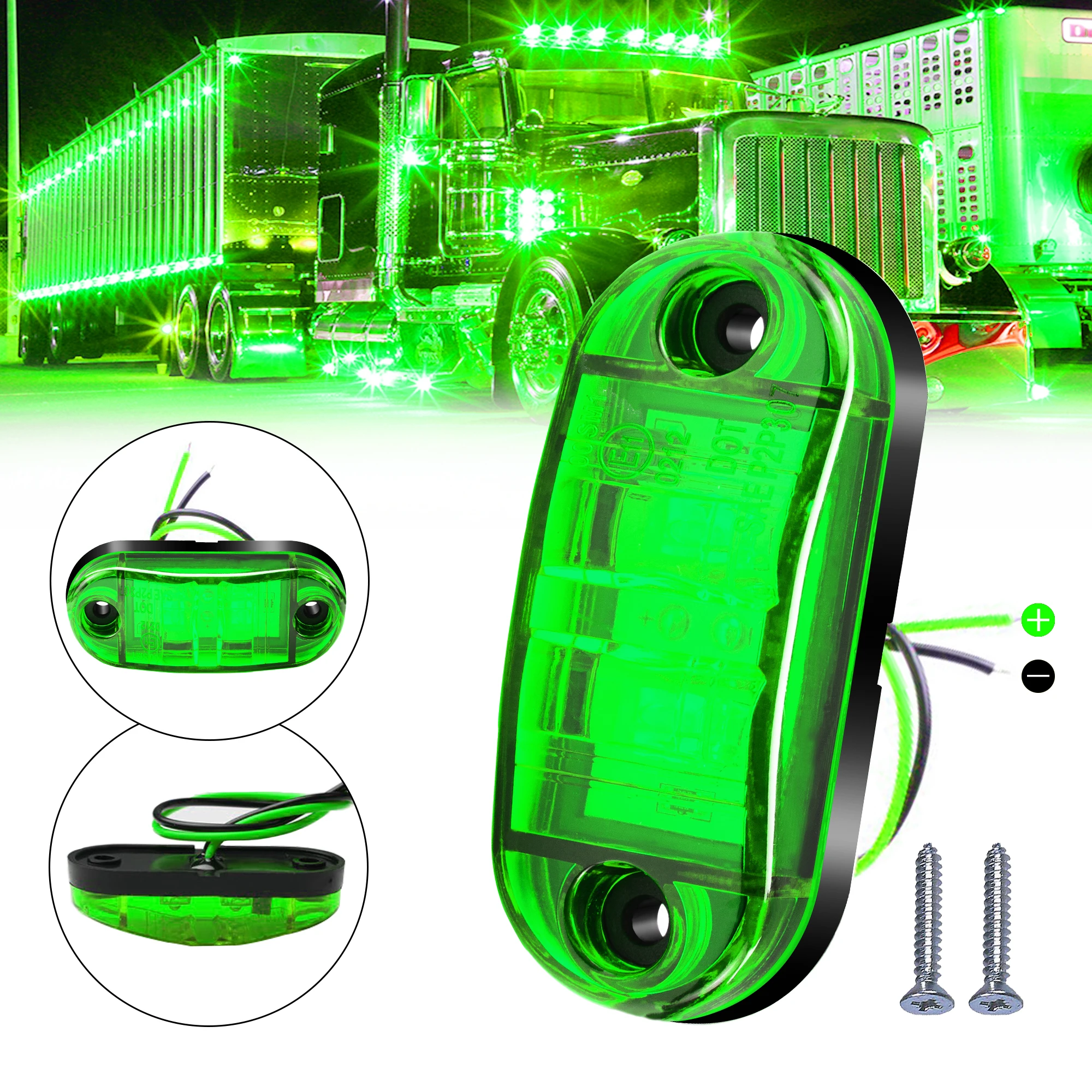 10 Stück 2 Ovale LED Universal-LED-Leuchten Seitenmarkierungsleuchten für Anhänger LKW Wohnwagen Begrenzungsleuchte Aufputzmontage 12V-24V – Detail 22