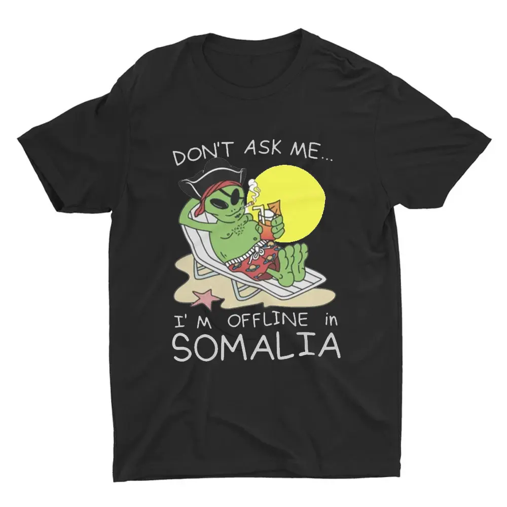 Offline in Somalia Funny Shirt Vintage Graphic Tee Vintage Classic Fashion Streetwear O-neck Short-sleev Men Clothing Cotton