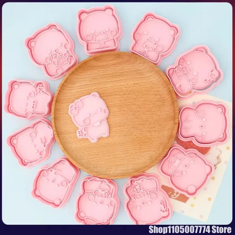 

12 Pcs Panda Bubu And Yier Cookie Cutters Cartoon Panda Bubu And Dudu Cookie Mold Household Baking Cookie Stamping Tools
