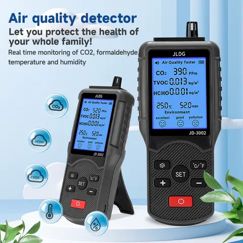 JLDG JD-3002 휴대용 공기 품질 테스터 TVOC HCHO CO2 측정기 가스 분석기 5 in 1 모니터 실내