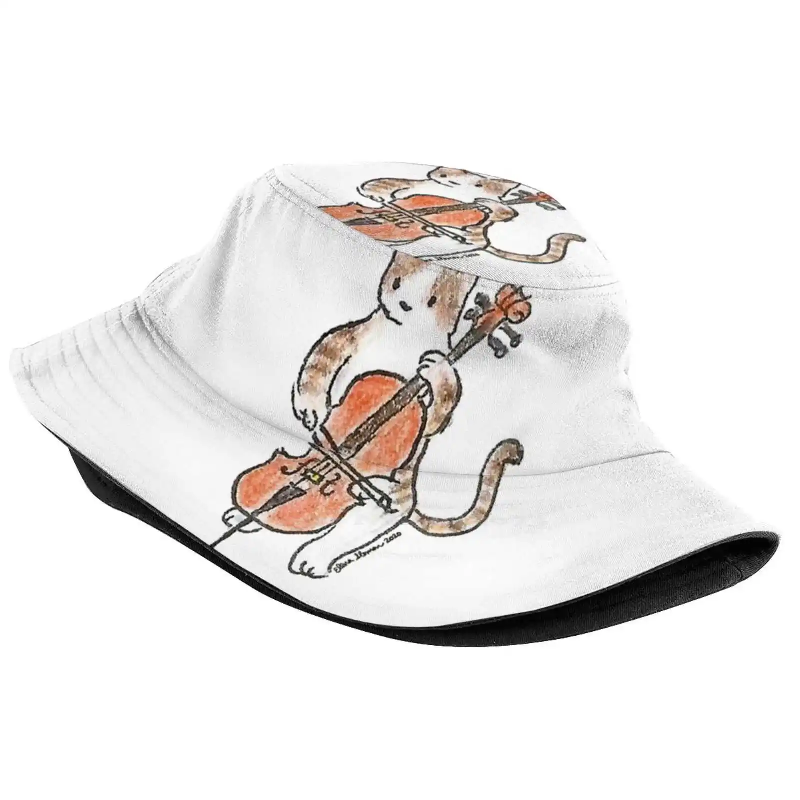 Meowtet : Cello Ii Korean Caps Funny Beach Bucket Hats Cat Art Meowtet Musician Cello Cellist String Player Orchestra Chamber