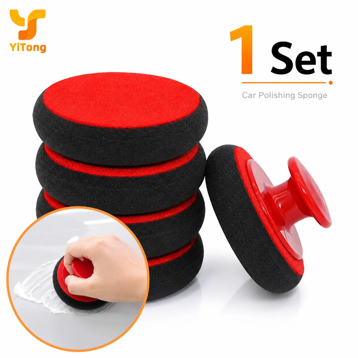 Yitong 1Set Car Polishing Sponge Kit With Handle Polishing Waxing Applying Sponge Used For Car Cleaning And Daily Caring Care