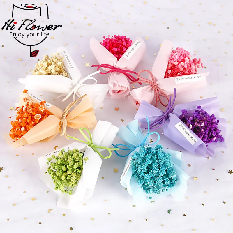 

5pcs Mini Gypsophila Rose Bouquet Christmas Valentine's Day Festival Gift Natural Dried Flower Baby Breath Wedding Home Decor