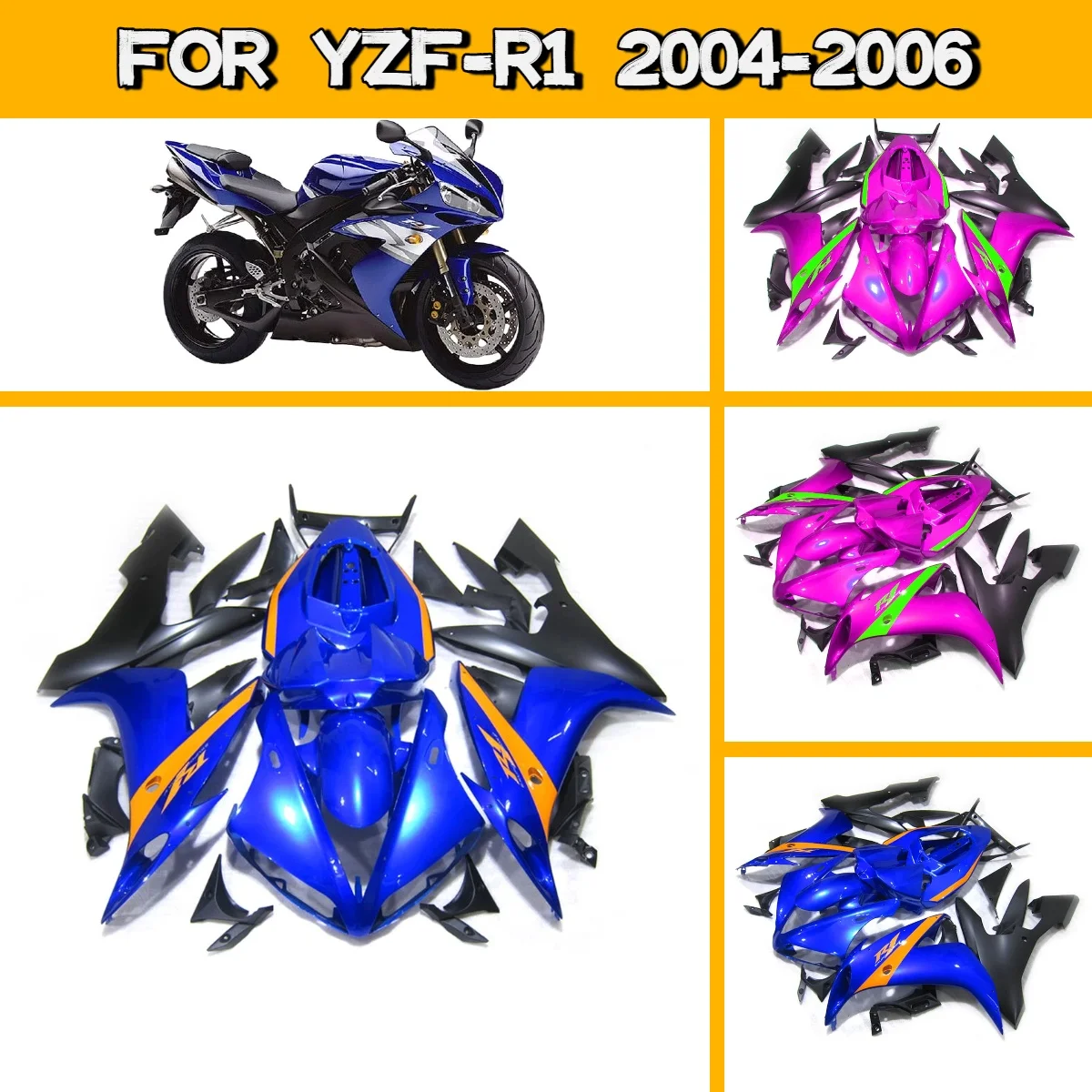 For 2004 2005 2006 Yamaha YZF R1 Plastic Injection Molded Fairings Unique Style Custom 04 05 06 YZFR1 Fairing Set