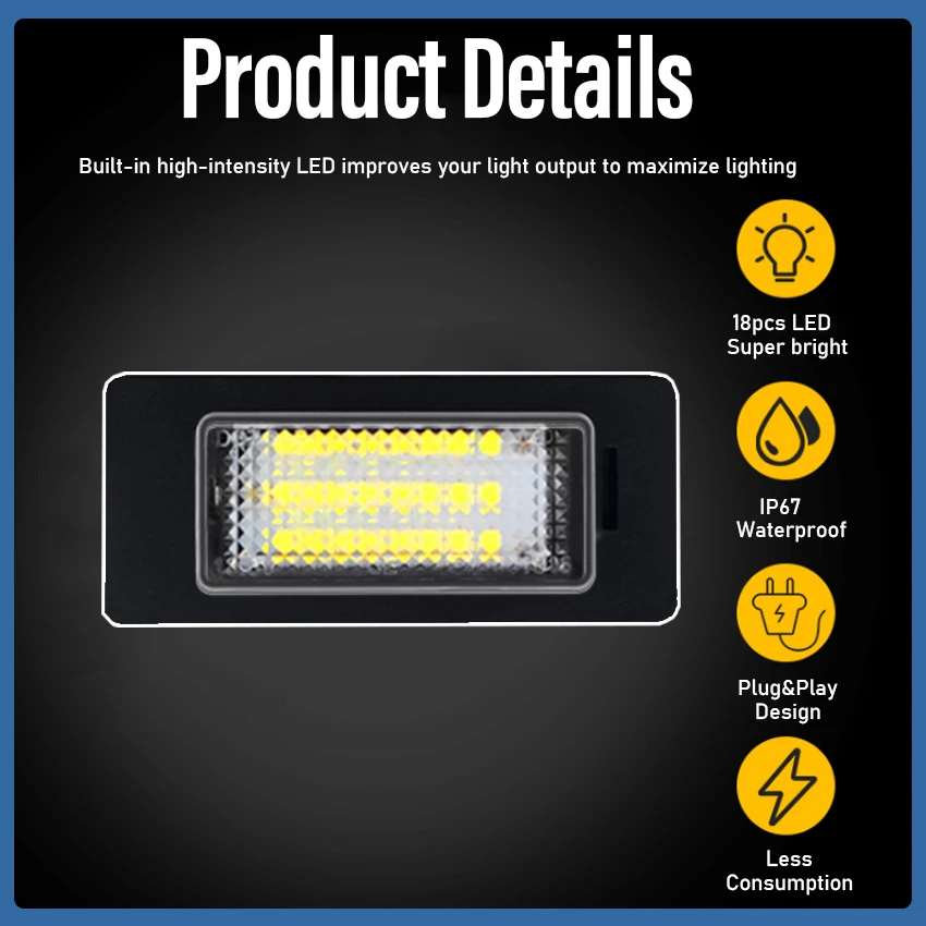 2 шт., автомобисветодиодный светодиодные лампы для номерного знака Audi A4 A3 A6 Q5 Q3 A5 Q7 TT A1 A7 RS6 S4 S5 SR7 RS5 S6