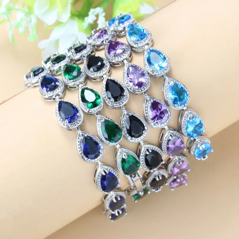 Stylish and Exquisite Water Drop Silver Color Bracelet Women\\\\\\\\\'s Extended 3 Color Zircon Gift Fashion Bracelet