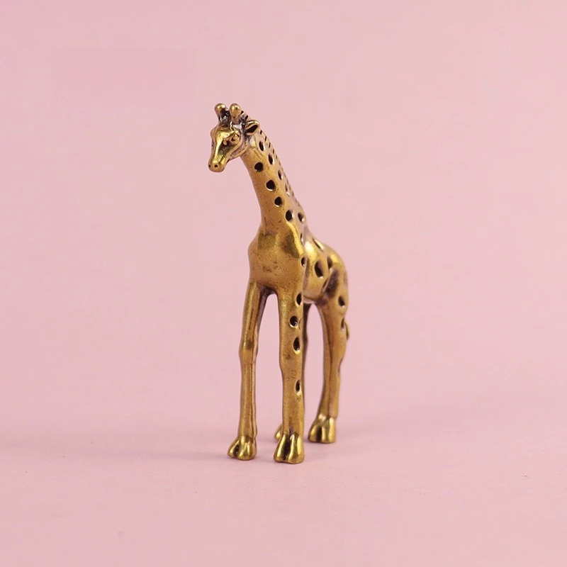Massive Messing Giraffe Kleine Statue Desktop Ornament Vintage Tier Figuren Miniaturen Dekorationen Handwerk Hause Dekore Zubehör