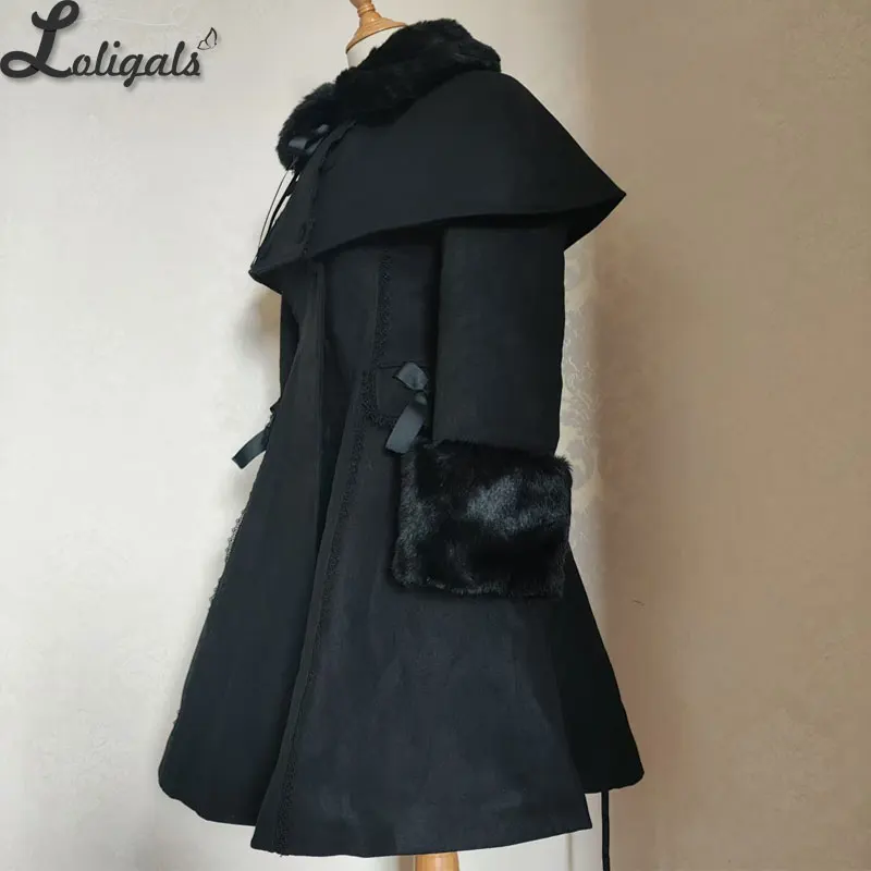 Custom Tailored Women\'s Winter Coat Retro Style Female Two Piece Long Coat with Poncho Jacket