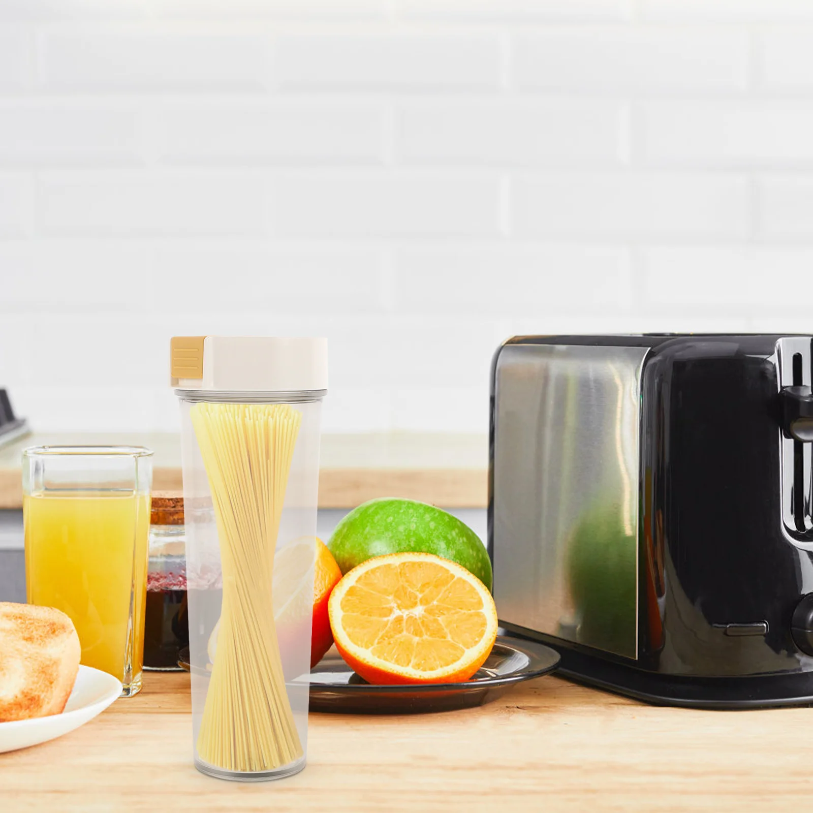 

Spaghetti Holder Noodle Storage Container Airtight Pasta Organizer Pantry Dry Food Jar Transparent Stackable Sealed Box