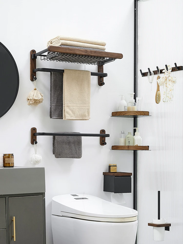 Bathroom storage rack, towel rack, non perforated bathroom wall hanging