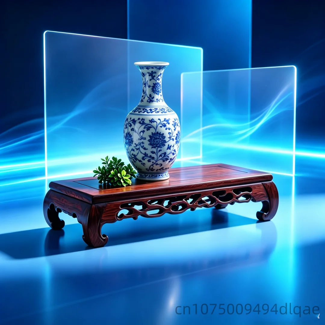 Woodcarving Pattern Flower Pot Stand Bonsai Holder Plant Decor Tea Sets Pedestal Flower Base Sorting Table Vase Shelf